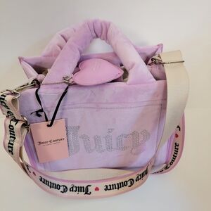 Juicy Couture "Extra Spender" Light Fondant Pink Velvet Mini Tote Bag Shoulder